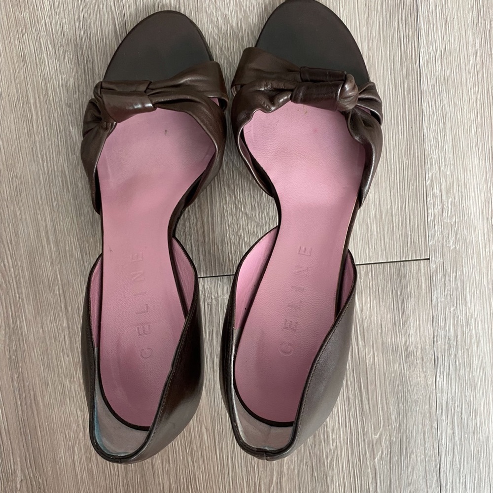 Celine D’orsay brown leather heels